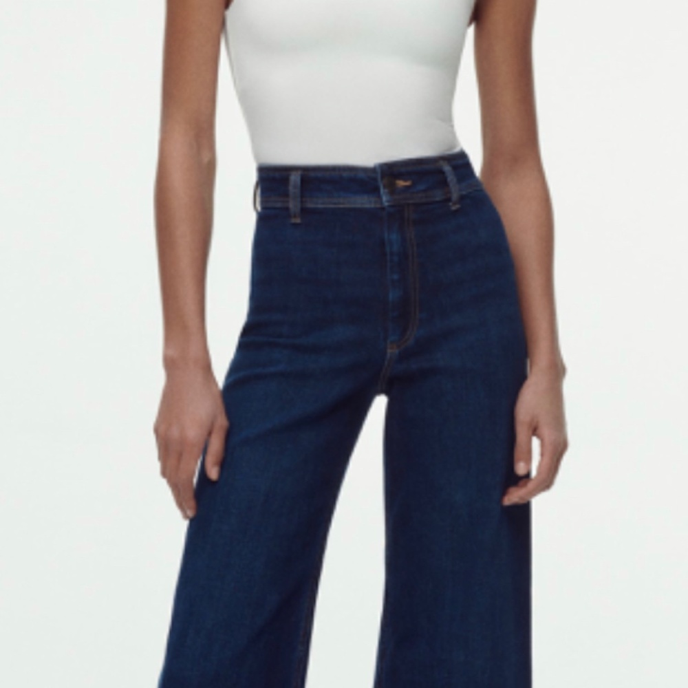 ZARA Straight Leg Denim Jeans Women's size US 2 High Rise Dark Blue- NEW